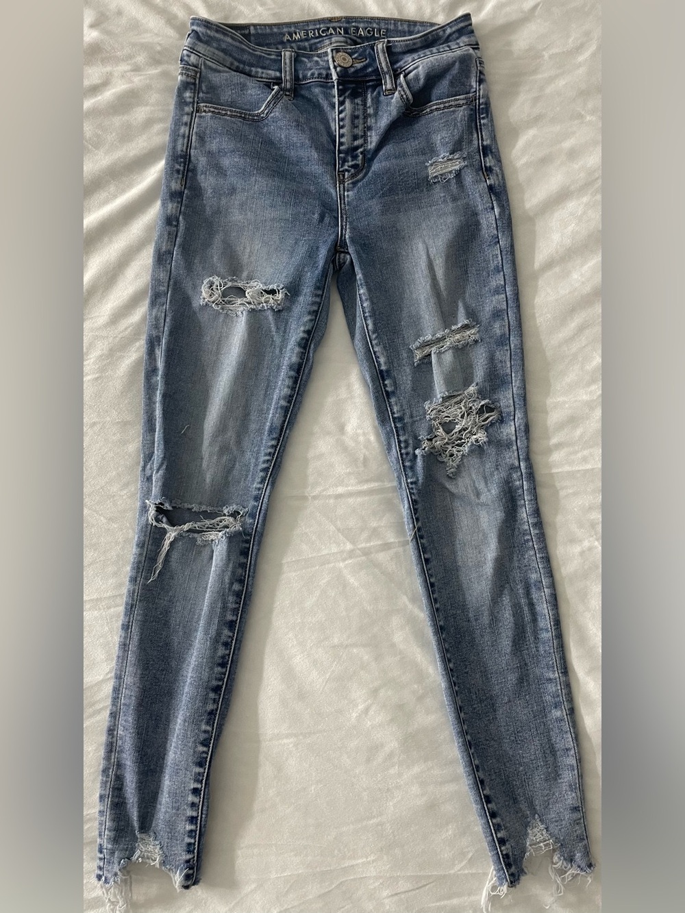 American Eagle Outfitters Distressed Skinny Jeans - Blue